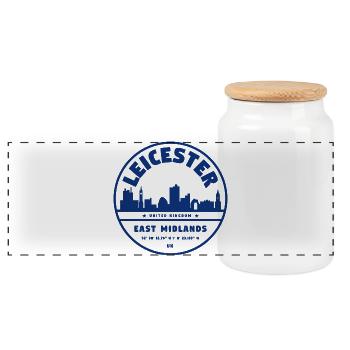 Timbre de la Skyline des East Midlands - Boîte à biscuits avec couvercle en bois - blanc - Devant