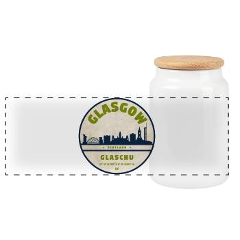 Glasgow Skyline Vintage Badge - Boîte à biscuits avec couvercle en bois - blanc - Devant