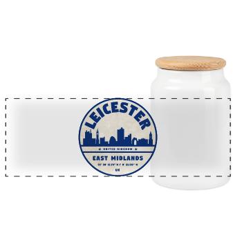Logo de la ligne de contournement de la ligne de cheveux de Leicester East Midlands - Boîte à biscuits avec couvercle en bois - blanc - Devant