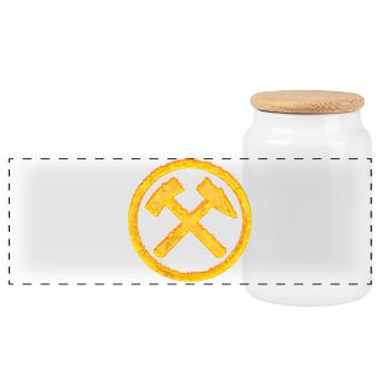 Hammer und Schlägel Bergbau Kohle Geschenk - Panorama Keksdose mit Holzdeckel - Weiß - Vorne