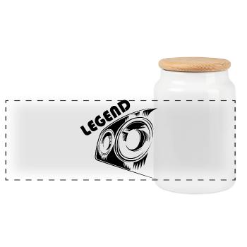 legend racing cars icon logo icon illustration - Panoramic Cookie Jar with Wooden Lid - white - Front