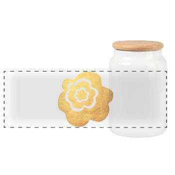 Yoga Meditation Namaste Flower Flower Gold Yogi om - Panoramic Cookie Jar with Wooden Lid - white - Front