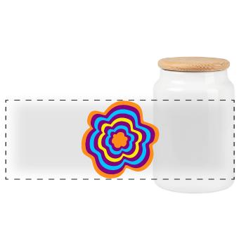 Rings Stripes Flower Yoga Meditation om - Panoramic Cookie Jar with Wooden Lid - white - Front