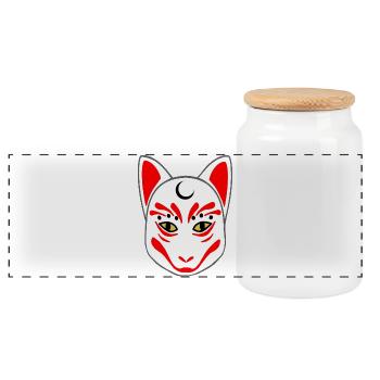 japanische outfits unisex, kitsune maske - Panorama Keksdose mit Holzdeckel - Weiß - Vorne