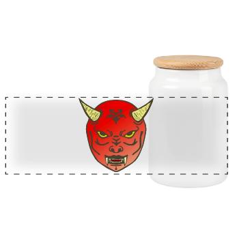 tolle asia tees, oni maske - Panorama Keksdose mit Holzdeckel - Weiß - Vorne