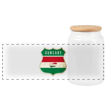 Ungarn Wappen Flaggen Design - Panorama Keksdose mit Holzdeckel - Weiß - Vorne