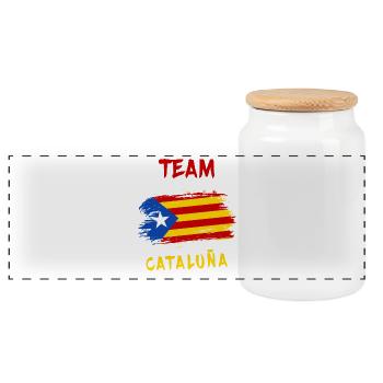 Design du drapeau de l'équipe de Catalogne - Boîte à biscuits avec couvercle en bois - blanc - Devant