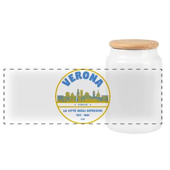 Skyline du logo de la ville de Vérone - Boîte à biscuits avec couvercle en bois - blanc - Devant