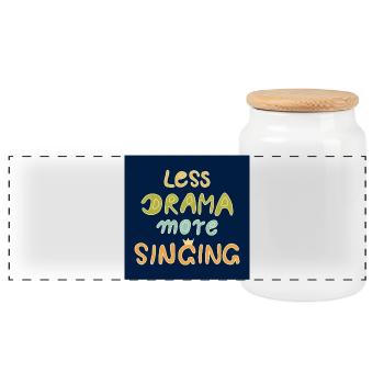 Moins de drame, plus de chant ! Affiche - bleu - Boîte à biscuits avec couvercle en bois - blanc - Devant