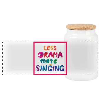 Less drama, more singing! Poster - Regenbogen - Panorama Keksdose mit Holzdeckel - Weiß - Vorne