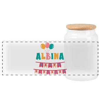 T-shirt Albina joyeux anniversaire joyeux anniversaire - Boîte à biscuits avec couvercle en bois - blanc - Devant