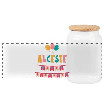 t-shirt Alceste happy birthday gift idea - Panoramic Cookie Jar with Wooden Lid - white - Front