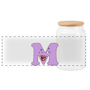 M - Panoramic Cookie Jar with Wooden Lid - white - Front