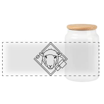 Moutons en forme géométrique - Conception d’art au trait - Boîte à biscuits avec couvercle en bois - blanc - Devant