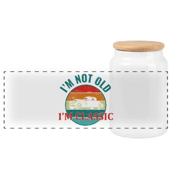I'm not old I'm classic birthday man classic - Panoramic Cookie Jar with Wooden Lid - white - Front