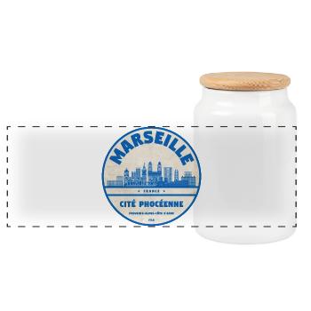 Marseille - Boîte à biscuits avec couvercle en bois - blanc - Devant