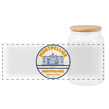 Insigne vintage Montpellier Occitanie - Boîte à biscuits avec couvercle en bois - blanc - Devant