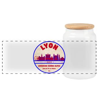 Écusson de la Skyline Vintage de Lyon - Boîte à biscuits avec couvercle en bois - blanc - Devant