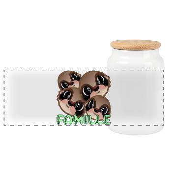 Famille de paresseux - amusante - Boîte à biscuits avec couvercle en bois - blanc - Devant