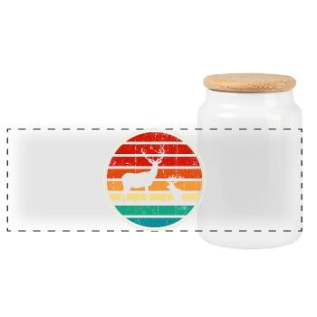Retrowave-Sonnenuntergangs-Hirschkreis - Panorama Keksdose mit Holzdeckel - Weiß - Vorne