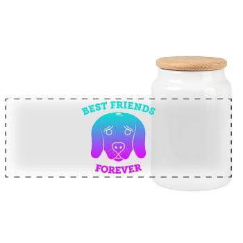Dogs - Best Friends Forever (history) - Panoramic Cookie Jar with Wooden Lid - white - Front