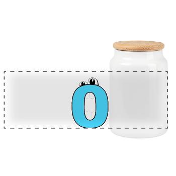 O - Panoramic Cookie Jar with Wooden Lid - white - Front