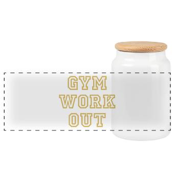 GYM WORK OUT Fitness Bodybuilding Sport - Panoramic Cookie Jar with Wooden Lid - white - Front