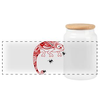 Camelion - Panoramic Cookie Jar with Wooden Lid - white - Front