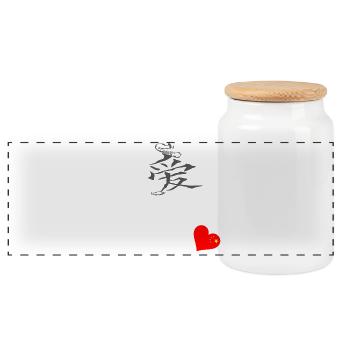 China Liebhaber, Schriftmotiv China, kanjizeichen - Panorama Keksdose mit Holzdeckel - Weiß - Vorne