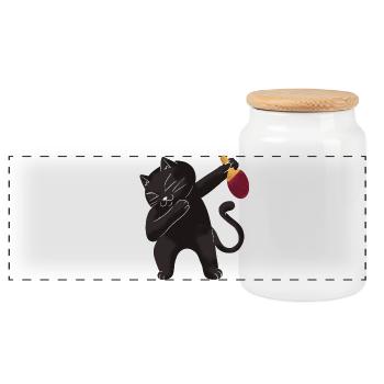 Table Tennis Katze Pingpong Outfit Cat Tischtennis - Boîte à biscuits avec couvercle en bois - blanc - Devant