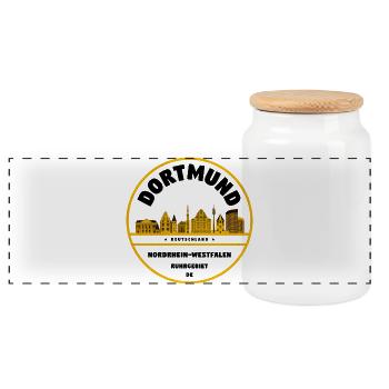 Golden City Skyline Skyline - Panoramic Cookie Jar with Wooden Lid - white - Front