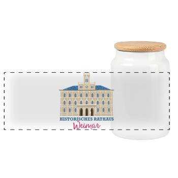 Weimar, Historisches Rathaus, Deutschland - Panorama Keksdose mit Holzdeckel - Weiß - Vorne