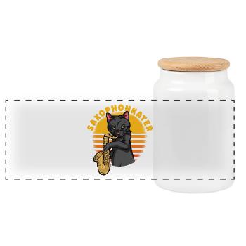 Gueule de bois du saxophone - Boîte à biscuits avec couvercle en bois - blanc - Devant
