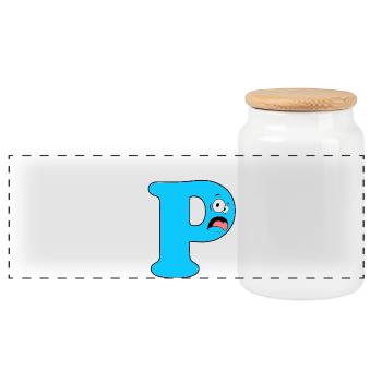 P - Panoramic Cookie Jar with Wooden Lid - white - Front