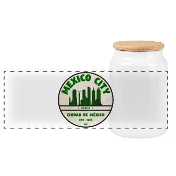 Emblème de la silhouette de Mexico City City - Boîte à biscuits avec couvercle en bois - blanc - Devant