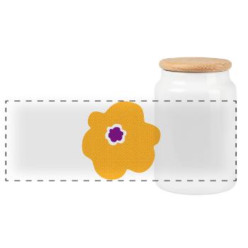 flower yellow spring dots blossom energy nature - Panoramic Cookie Jar with Wooden Lid - white - Front
