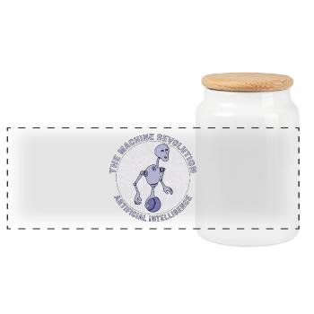 The Machine Revolution Artificial Intelligence - Panoramic Cookie Jar with Wooden Lid - white - Front
