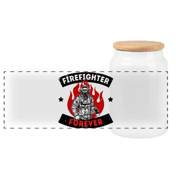 Feuerwehrmann Feuerwehr Brandschutz Statement - Panorama Keksdose mit Holzdeckel - Weiß - Vorne