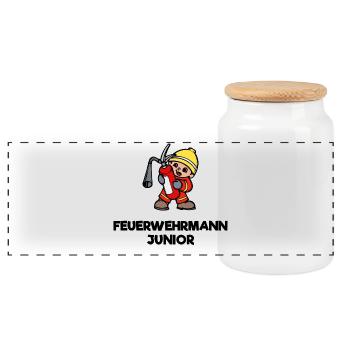 Feuerlöscher Brandschutz Feuerwehr Statement - Panorama Keksdose mit Holzdeckel - Weiß - Vorne