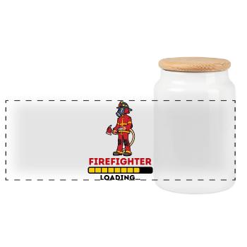 Fire Brigade Fire Hose Statement Lifesaver - Panoramic Cookie Jar with Wooden Lid - white - Front