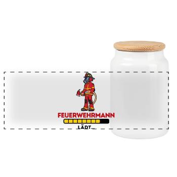 Feuerwehr Brandschutz Statement Feuerwehrmann - Panorama Keksdose mit Holzdeckel - Weiß - Vorne