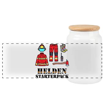 Feuerwehrschlauch Feuerlöscher Statement Feuerwehr - Panorama Keksdose mit Holzdeckel - Weiß - Vorne