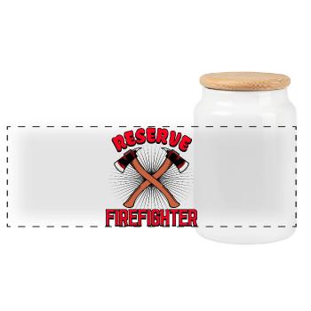Fire Brigade Statement Professional Fire Brigade Fire Protection - Panoramic Cookie Jar with Wooden Lid - white - Front