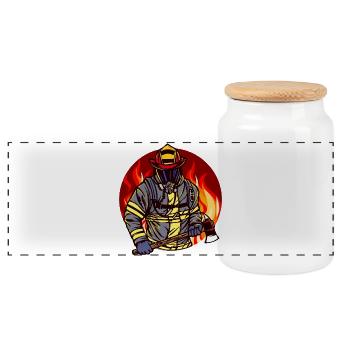 Feuerwehr Feuer Brandschutz Feuerwehrmann Retter - Panorama Keksdose mit Holzdeckel - Weiß - Vorne