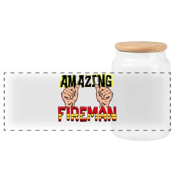 Fire Brigade Statement Professional Fire Brigade Lifesaver - Panoramic Cookie Jar with Wooden Lid - white - Front