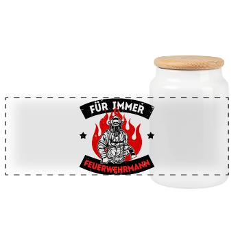 Feuer Statement Feuerwehrmann Feuerwehr Retter - Panorama Keksdose mit Holzdeckel - Weiß - Vorne
