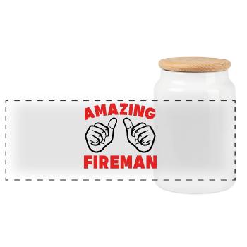 Berufsfeuerwehr Brandschutz Feuerwehr Statement - Panorama Keksdose mit Holzdeckel - Weiß - Vorne