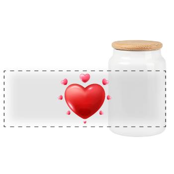 Love - Valentine's Day - Hearts - Panoramic Cookie Jar with Wooden Lid - white - Front
