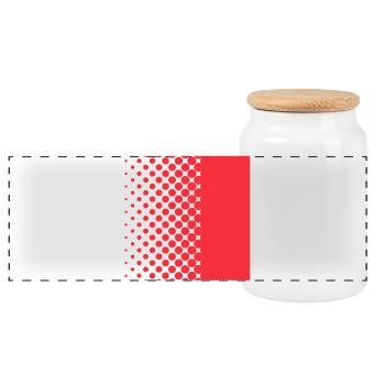 Halftone Gradient Rotes Panel - Panorama Keksdose mit Holzdeckel - Weiß - Vorne