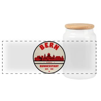 Bern Skyline Federal City 1191 - Panoramic Cookie Jar with Wooden Lid - white - Front